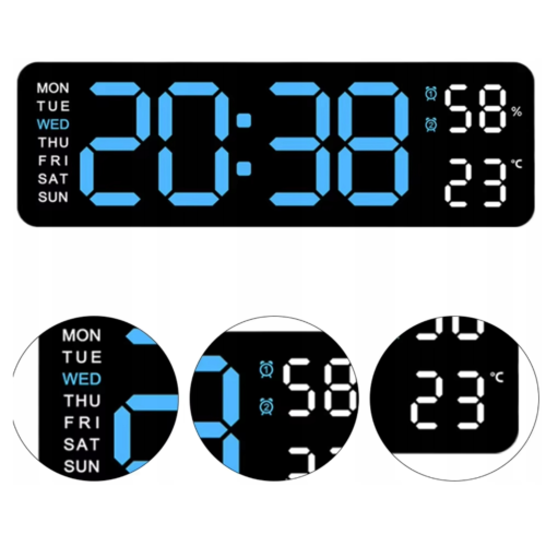 Zegar Cyfrowy LED Elektroniczny Budzik USB Stojący Wiszący Duży Temperatura.png