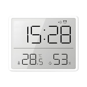 Wielofunkcyjny Cyfrowy Budzik z Termometrem i Higrometrem LCD Magnetyczny Biały Zegar z Alarmem do Kuchni Sypialni Biura Kompaktowy Design Montaż na Lodówkę