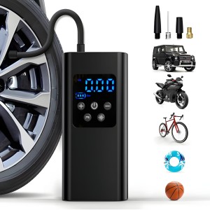Bezprzewodowy kompresor elektryczny do opon z akumulatorem 6000 mAh latarką LED i wyświetlaczem LCD pompka samochodowa rowerowa do piłek i materacy 150 PSI USB