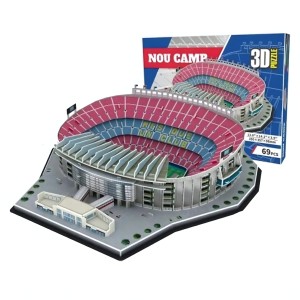 Puzzle 3D Stadion Camp Nou FC Barcelona 69 Elementów Model Stadionu Piłkarskiego La Liga Prezent dla Kibica Replika Stadionu do Składania bez Narzędzi Edukacyjna Zabawa dla Dzieci i Dorosłych