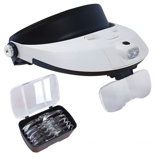 Lupa Nagłowna Okulary Precyzyjne Zegarmistrzowskie 2 Led Głowę 5 x Soczewki.jpg
