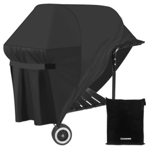 Pokrowiec na grill gazowy ogrodowy XL 147x63x131 cm wodoodporny Oxford 600D PVC czarny osłona na grilla węglowego UV rzepy ściągacz etui